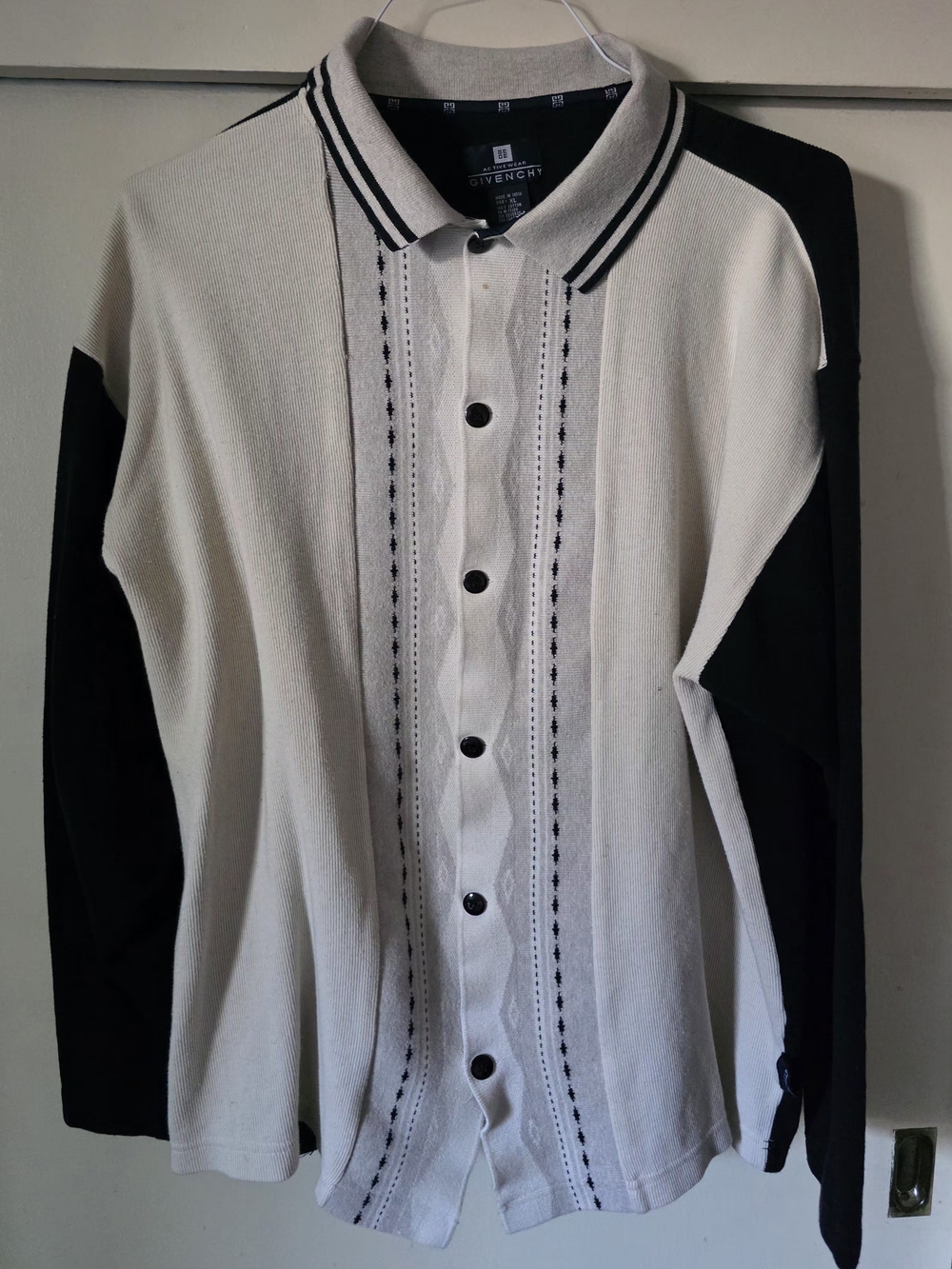 Givenchy Two-Tone Black & Cream Button-Up Knit Cardigan